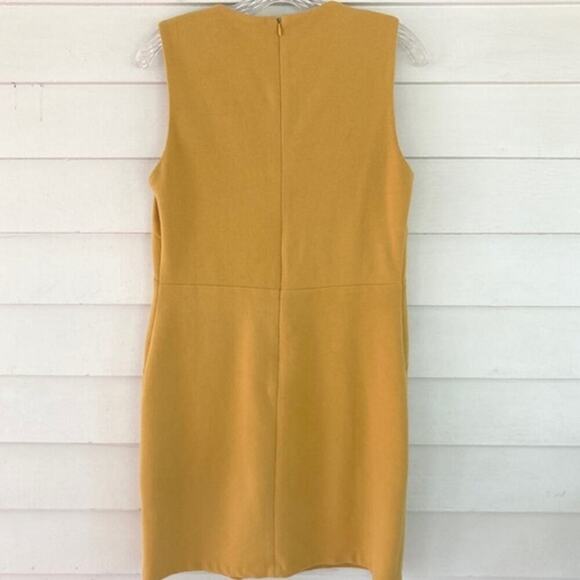 Esley Mustard Yellow Tweed 1960's Jumper Mod Style Classic Pocketed Dress Sz M - Picture 3 of 11